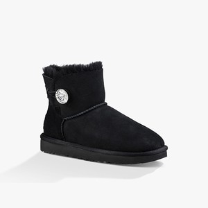 Ugg Mini Bailey Button Bling Klassiska Stövlar Dam Svarta (620851MFO)